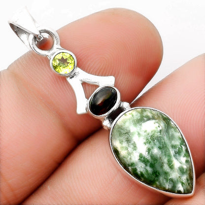 Dioptase, Chalama Black Opal & Peridot Pendant P-1362 SDP107574
