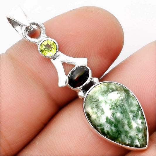 Dioptase, Chalama Black Opal & Peridot Pendant P-1362 SDP107574