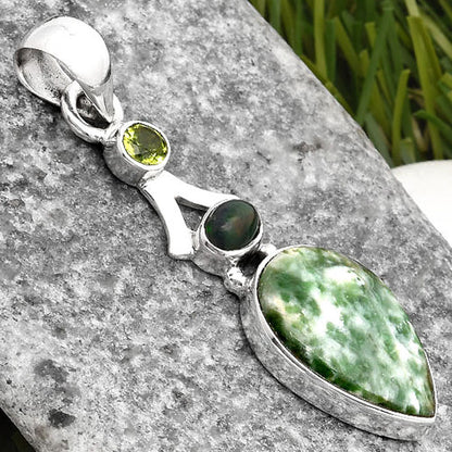 Dioptase, Chalama Black Opal & Peridot Pendant P-1362 SDP107574