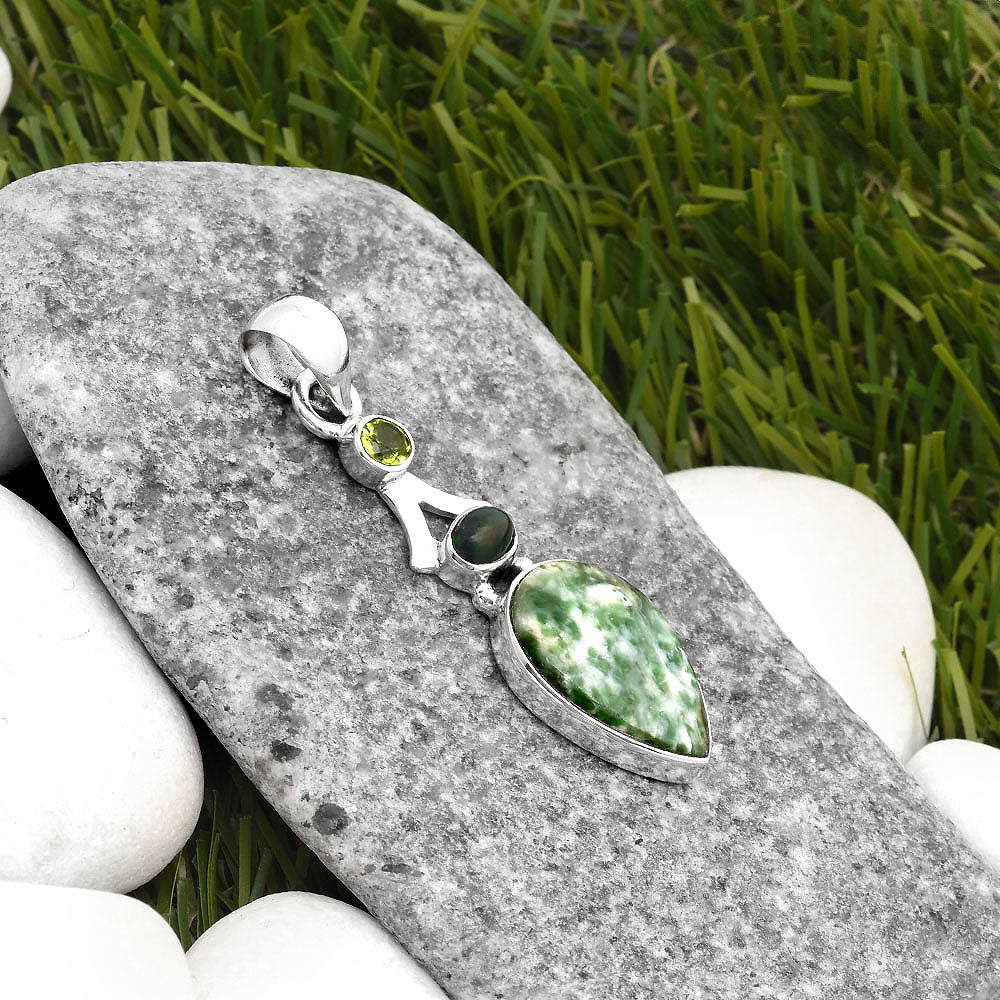 Dioptase, Chalama Black Opal & Peridot Pendant P-1362 SDP107574
