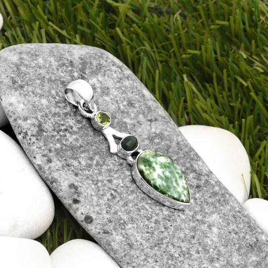 Dioptase, Chalama Black Opal & Peridot Pendant P-1362 SDP107574