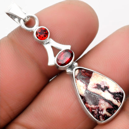 Natural Indian Blanket Jasper & Garnet Pendant P-1362 SDP107576