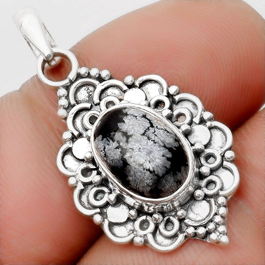 Natural Snow Flake Obsidian Pendant P-1214 SDP107591