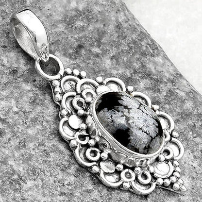 Natural Snow Flake Obsidian Pendant P-1214 SDP107591