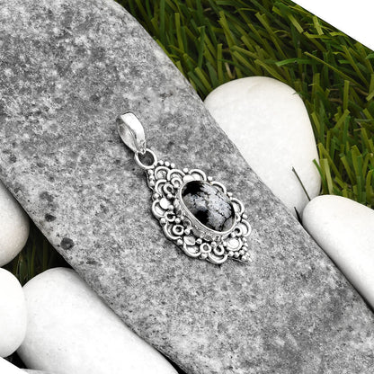Natural Snow Flake Obsidian Pendant P-1214 SDP107591