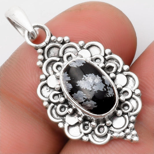 Natural Snow Flake Obsidian Pendant P-1214 SDP107598