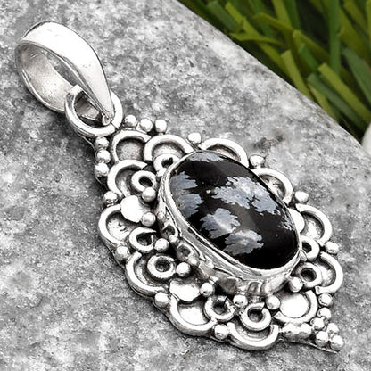 Natural Snow Flake Obsidian Pendant P-1214 SDP107598