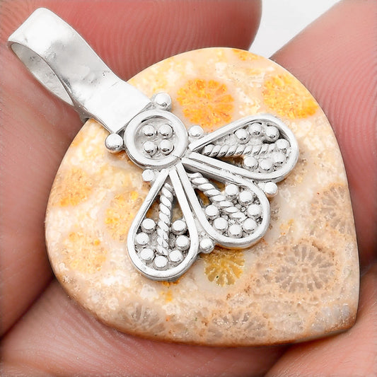 Natural Flower Fossil Coral Pendant P-1469 SDP107636
