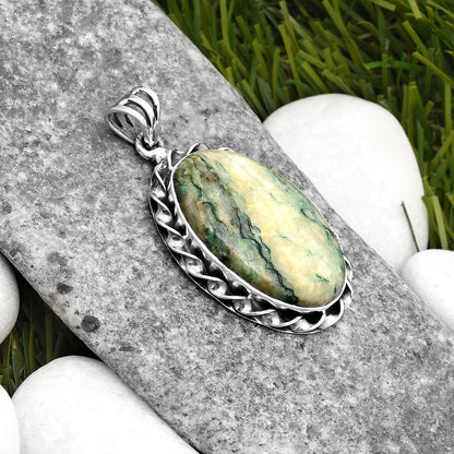 Natural Tree Weed Moss Agate - India Pendant P-1081 SDP107695