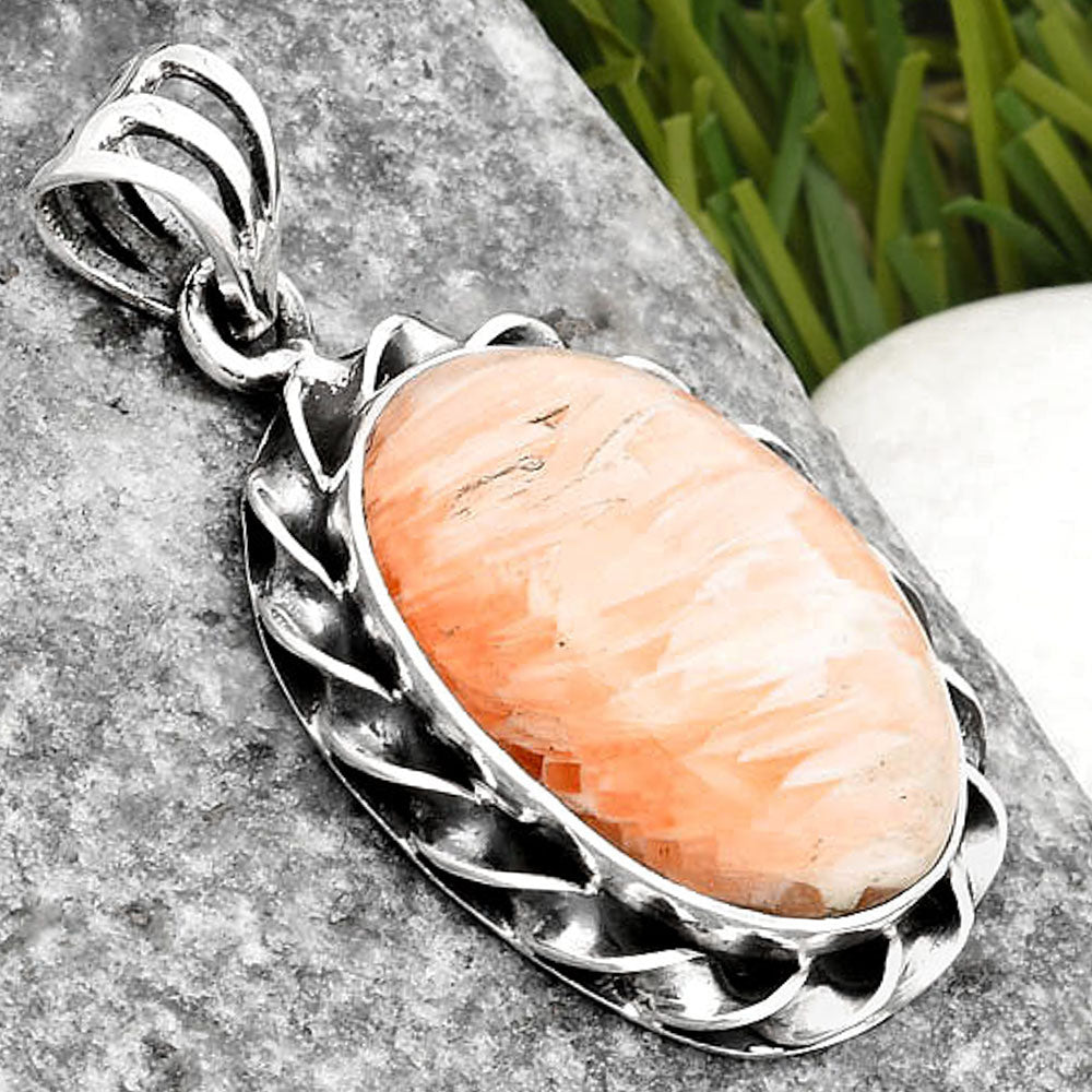 Natural Orange Scolecite - India Pendant P-1081 SDP107698