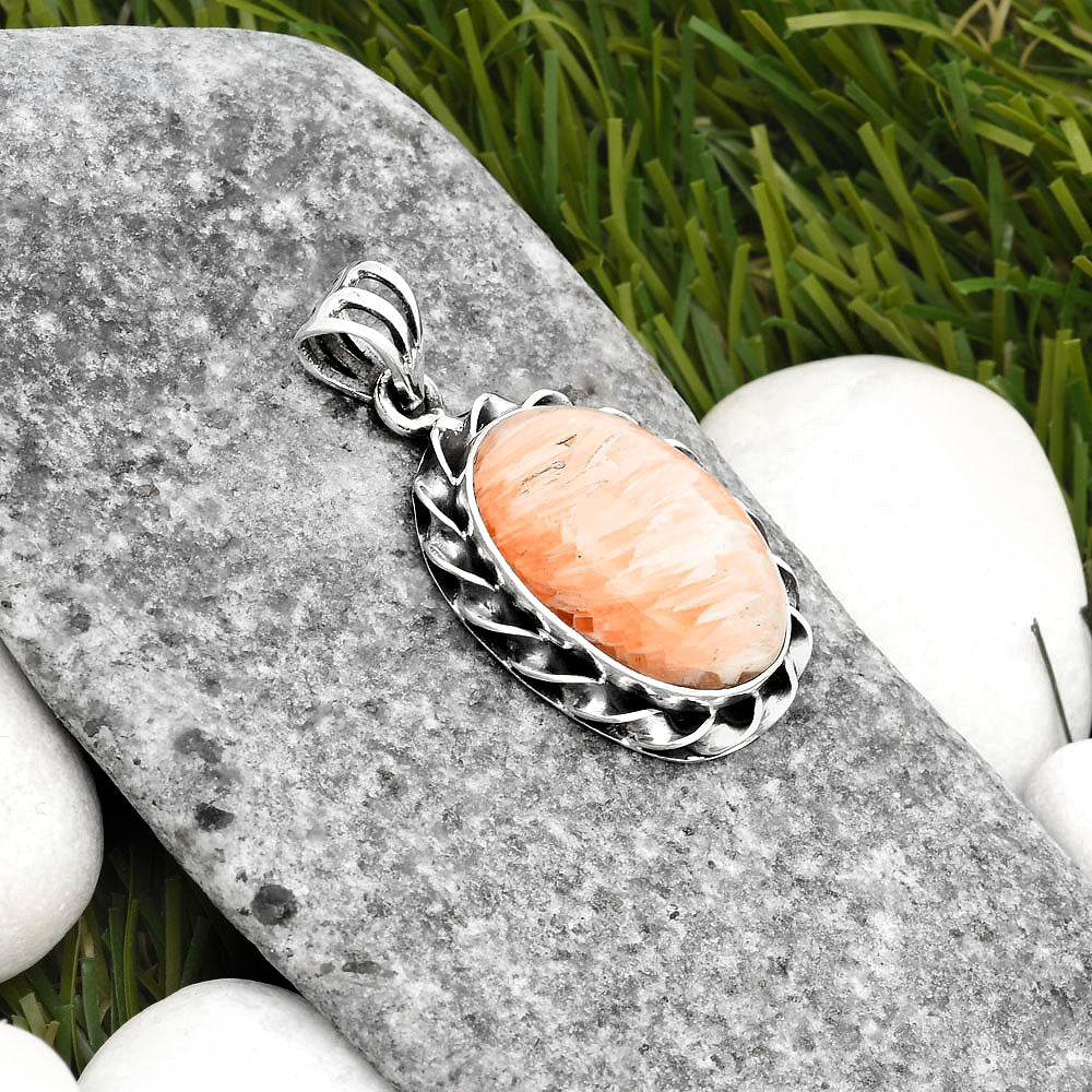 Natural Orange Scolecite - India Pendant P-1081 SDP107698