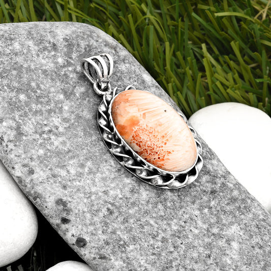 Natural Orange Scolecite - India Pendant P-1081 SDP107706