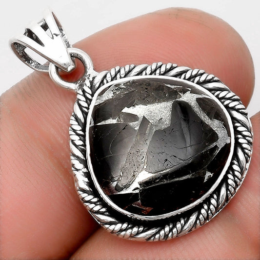 Natural Obsidian And Zinc Pendant P-1074 SDP108072