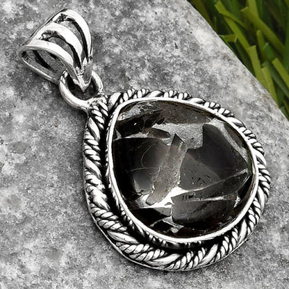 Natural Obsidian And Zinc Pendant P-1074 SDP108072