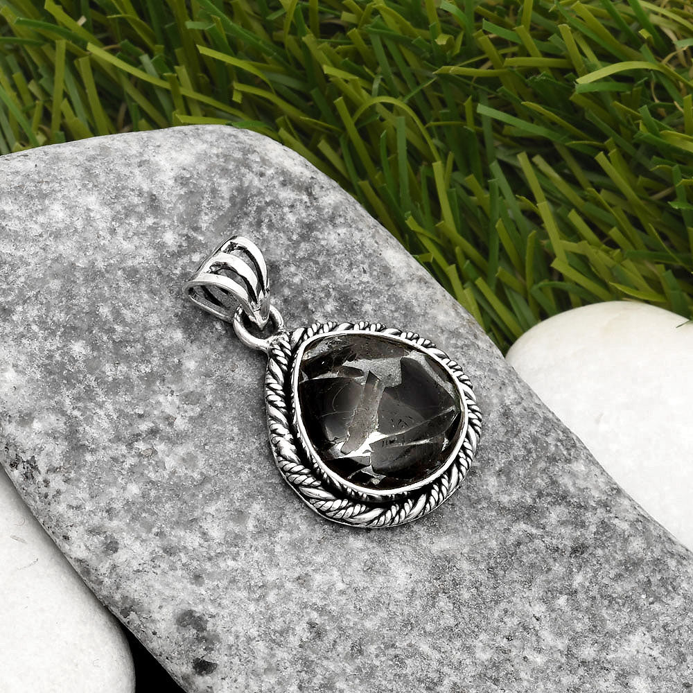 Natural Obsidian And Zinc Pendant P-1074 SDP108072