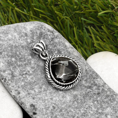 Natural Obsidian And Zinc Pendant P-1074 SDP108072