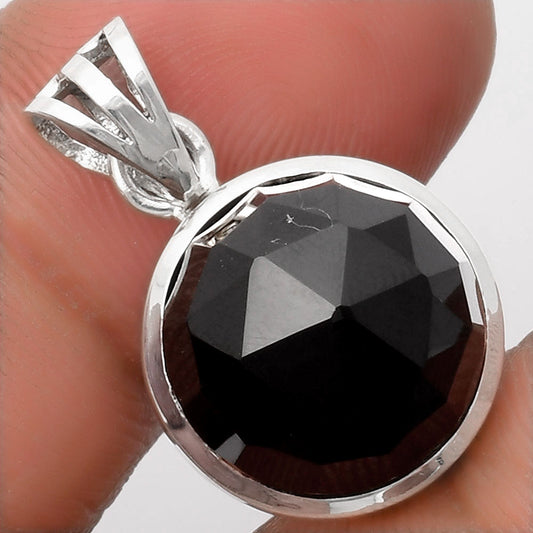 Faceted Natural Black Onyx - Brazil Pendant P-1002 SDP108125