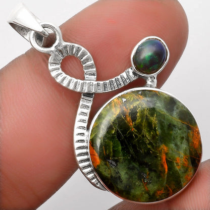 Turkish Rainforest Chrysocolla & Black Ethiopian Opal Pendant P-1111 SDP108168