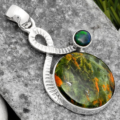 Turkish Rainforest Chrysocolla & Black Ethiopian Opal Pendant P-1111 SDP108168