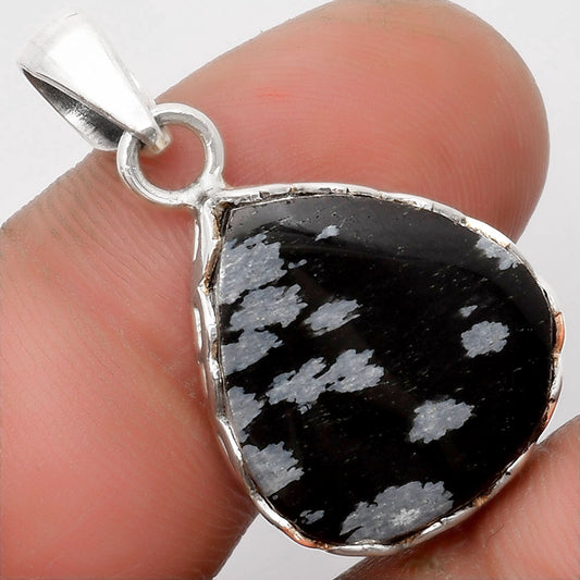 Natural Snow Flake Obsidian Pendant P-1637 SDP108171