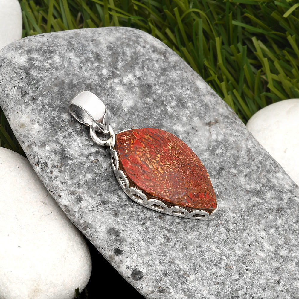 Natural Red Moss Agate Pendant P-1637 SDP108175