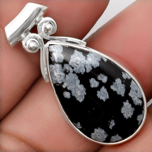 Natural Snow Flake Obsidian Pendant P-1597 SDP108181
