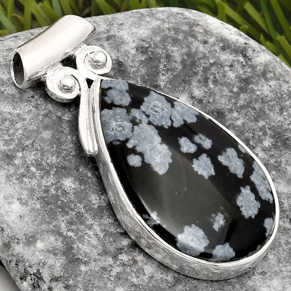 Natural Snow Flake Obsidian Pendant P-1597 SDP108181