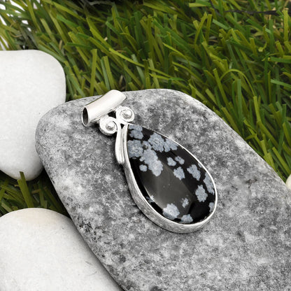 Natural Snow Flake Obsidian Pendant P-1597 SDP108181