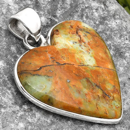 Heart Natural Chrome Chalcedony Pendant P-1043 SDP108233