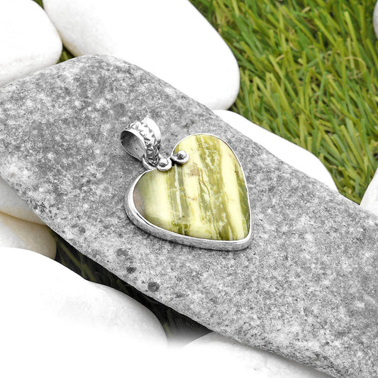 Heart Natural Serpentine Pendant P-1043 SDP108854