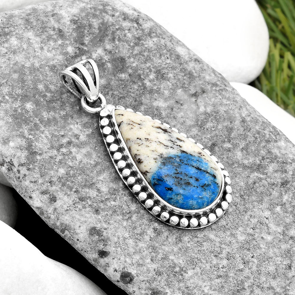 Natural K2 Blue - Azurite In Quartz Pendant P-1052 SDP108883