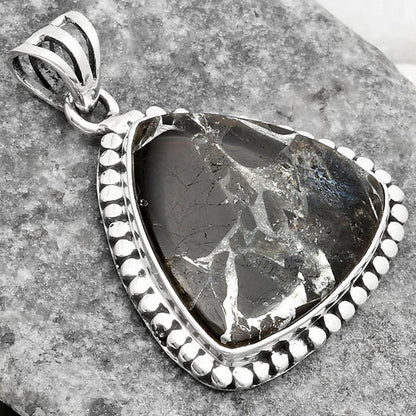 Natural Obsidian And Zinc Pendant P-1052 SDP108893
