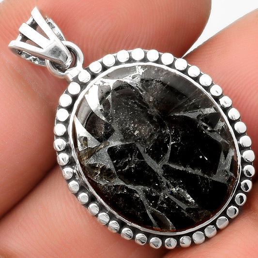 Natural Obsidian And Zinc Pendant P-1052 SDP108907