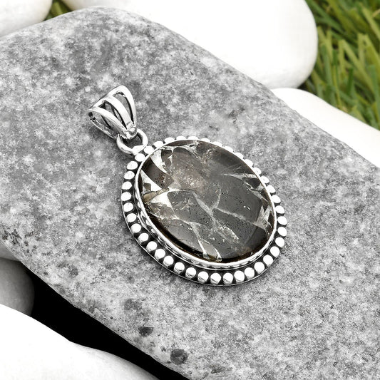 Natural Obsidian And Zinc Pendant P-1052 SDP108907