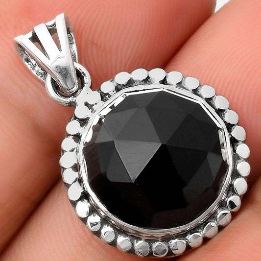 Faceted Natural Black Onyx - Brazil Pendant P-1052 SDP108912