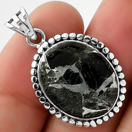 Natural Obsidian And Zinc Pendant P-1052 SDP108939