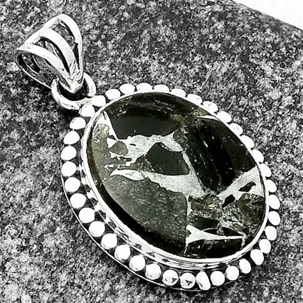 Natural Obsidian And Zinc Pendant P-1052 SDP108939