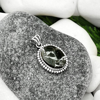 Natural Obsidian And Zinc Pendant P-1052 SDP108939
