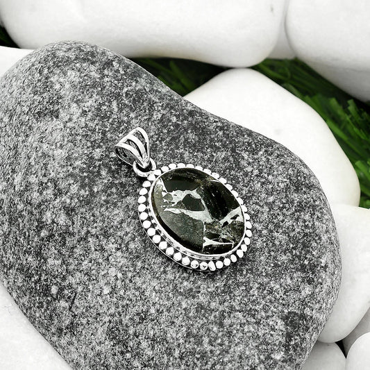 Natural Obsidian And Zinc Pendant P-1052 SDP108939