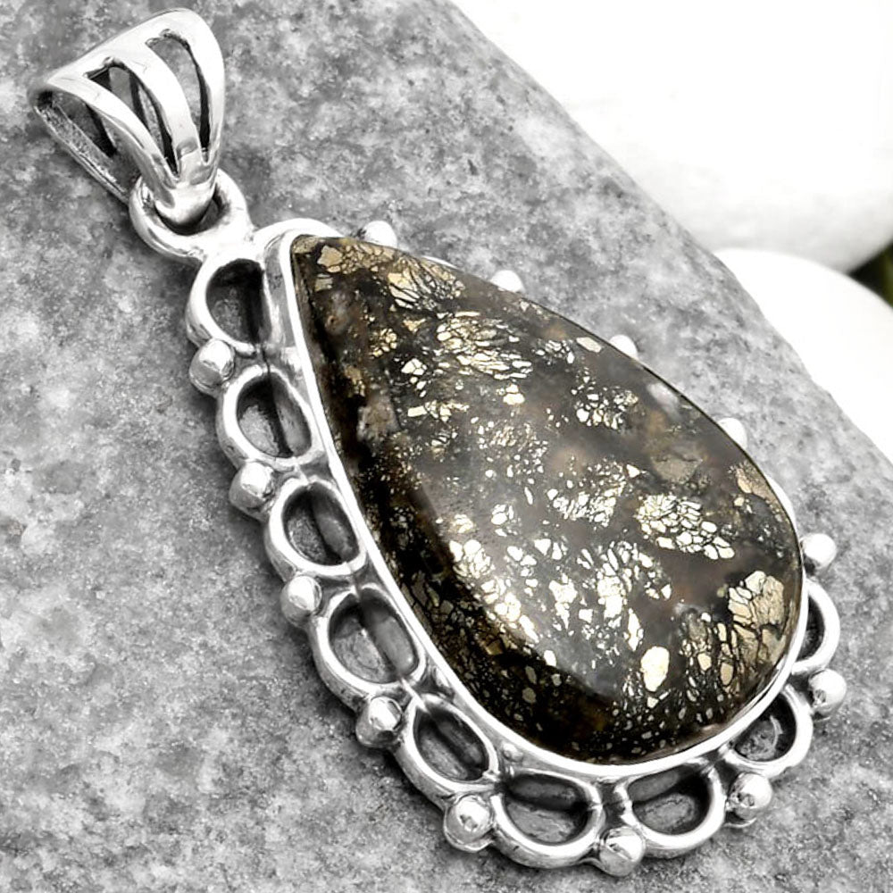 Natural Nipomo Marcasite Agate Pendant P-1080 SDP108972