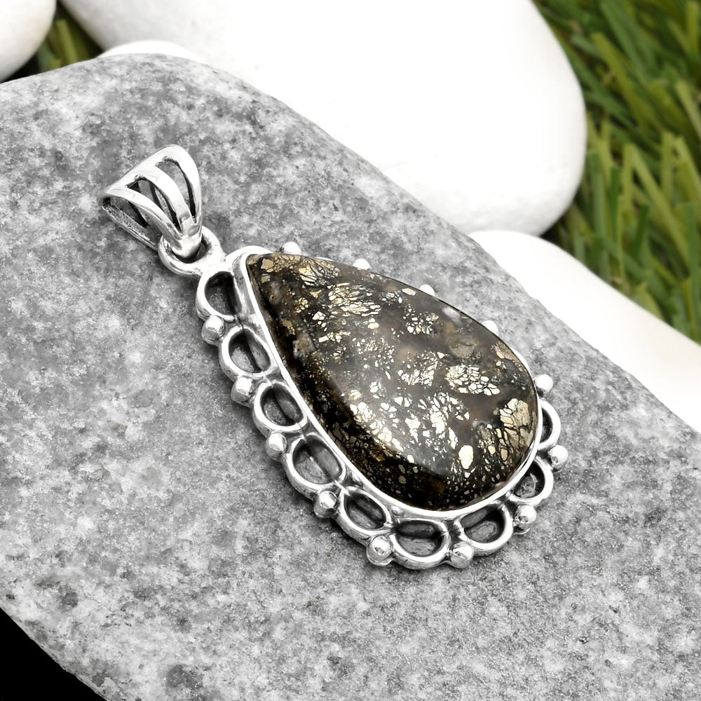 Natural Nipomo Marcasite Agate Pendant P-1080 SDP108972