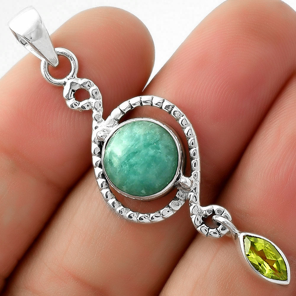 Natural Paraiba Amazonite & Peridot Pendant P-1115 SDP109503