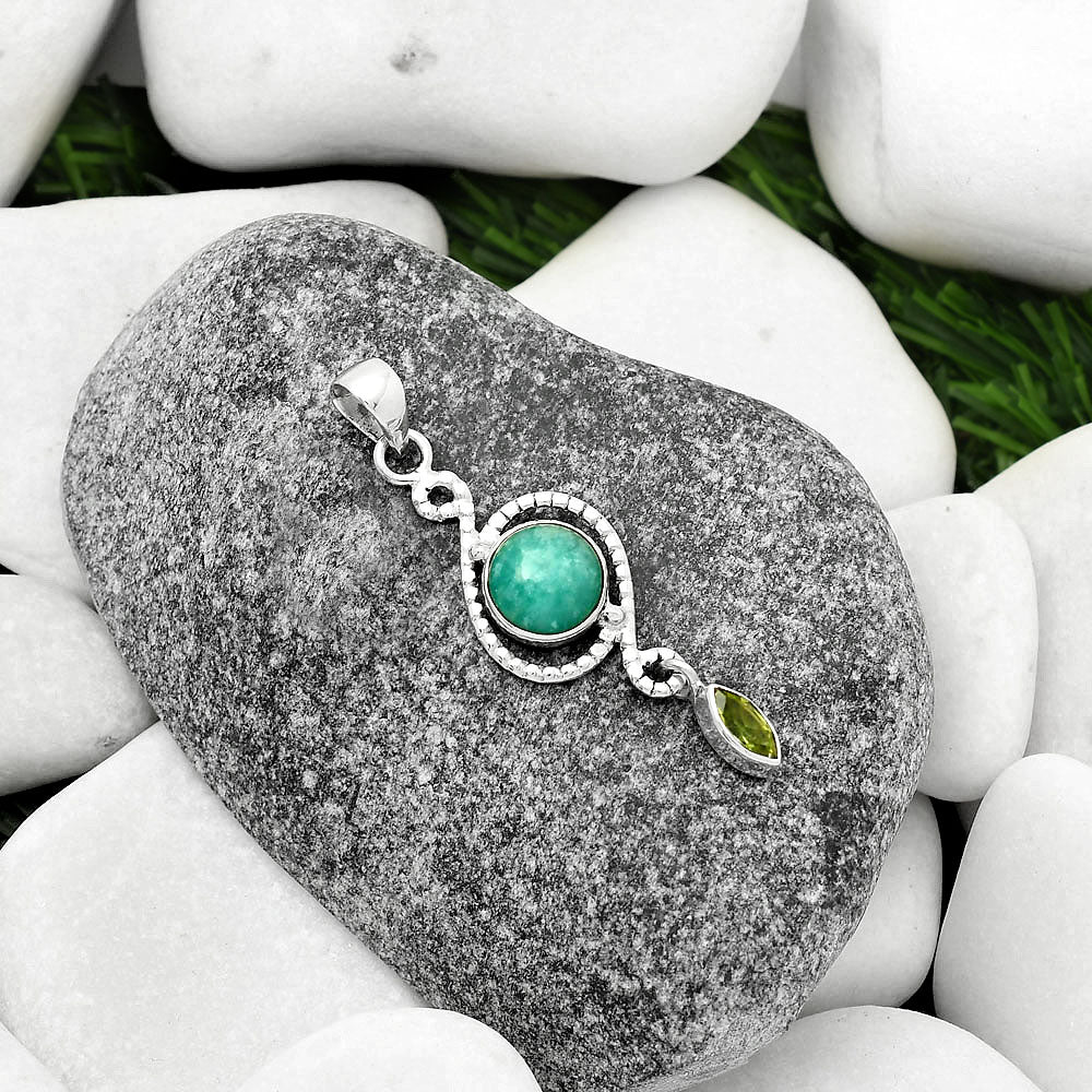 Natural Paraiba Amazonite & Peridot Pendant P-1115 SDP109503