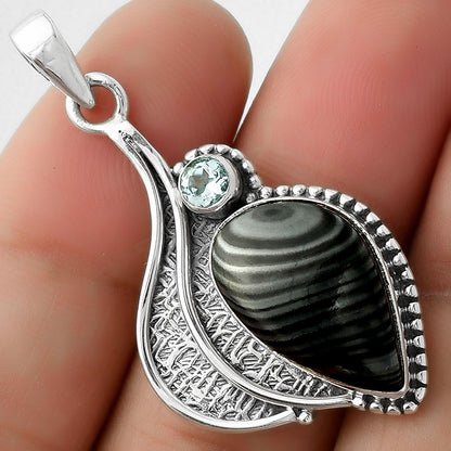 Black Malachite & Sky Blue Topaz Pendant P-1467 SDP109625