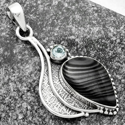 Black Malachite & Sky Blue Topaz Pendant P-1467 SDP109625
