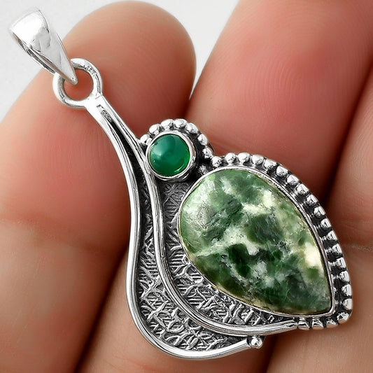 Natural Dioptase & Green Onyx Pendant P-1467 SDP109626