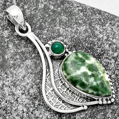 Natural Dioptase & Green Onyx Pendant P-1467 SDP109626
