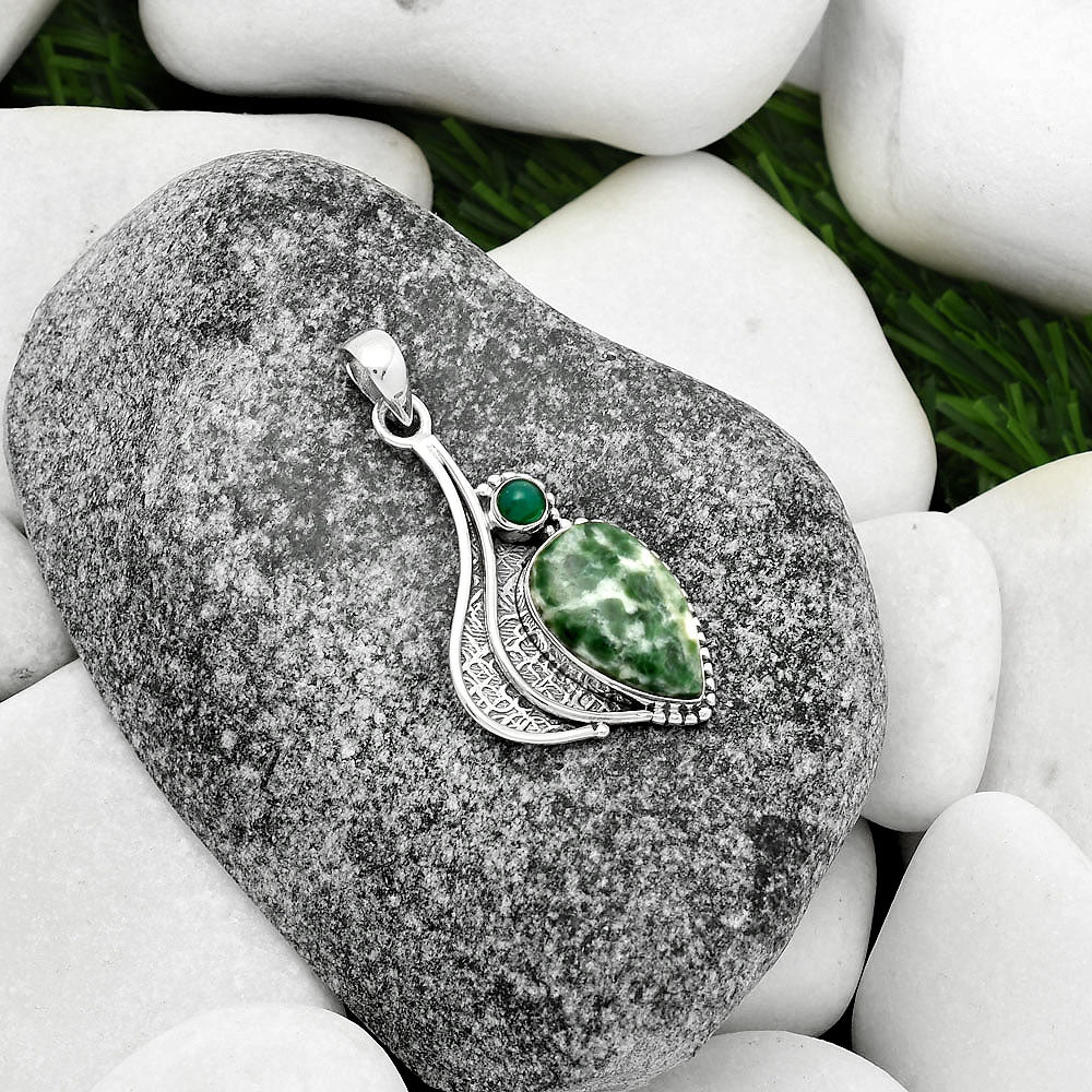 Natural Dioptase & Green Onyx Pendant P-1467 SDP109626