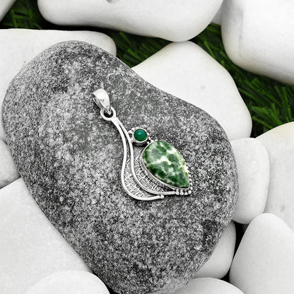 Natural Dioptase & Green Onyx Pendant P-1467 SDP109626