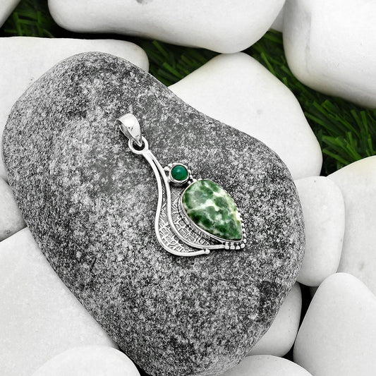 Natural Dioptase & Green Onyx Pendant P-1467 SDP109626